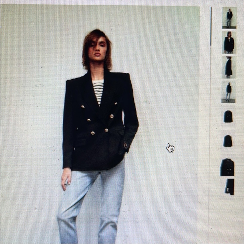 Zara Double Breasted Black Blazer with Gold Buttons- Size S